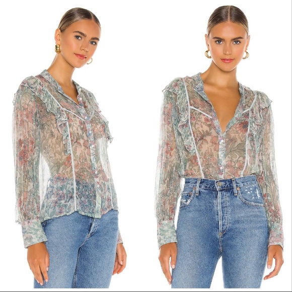 LoveShackFancy Tops - NWT LoveShackFancy Beatrix Blouse Button Ruffles